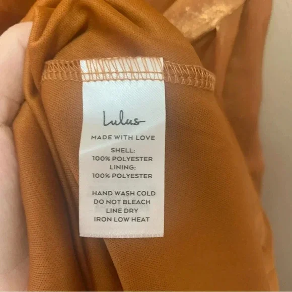 Lulus Sweet Excellence Shiny Rust Orange One-Shoulder Tiered Dress Medium NWT - Picture 14 of 15